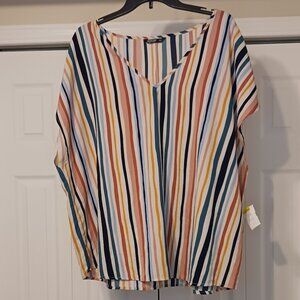 #181 3/$18 - Shein White/Orange Sleeveless Top Size 4XL